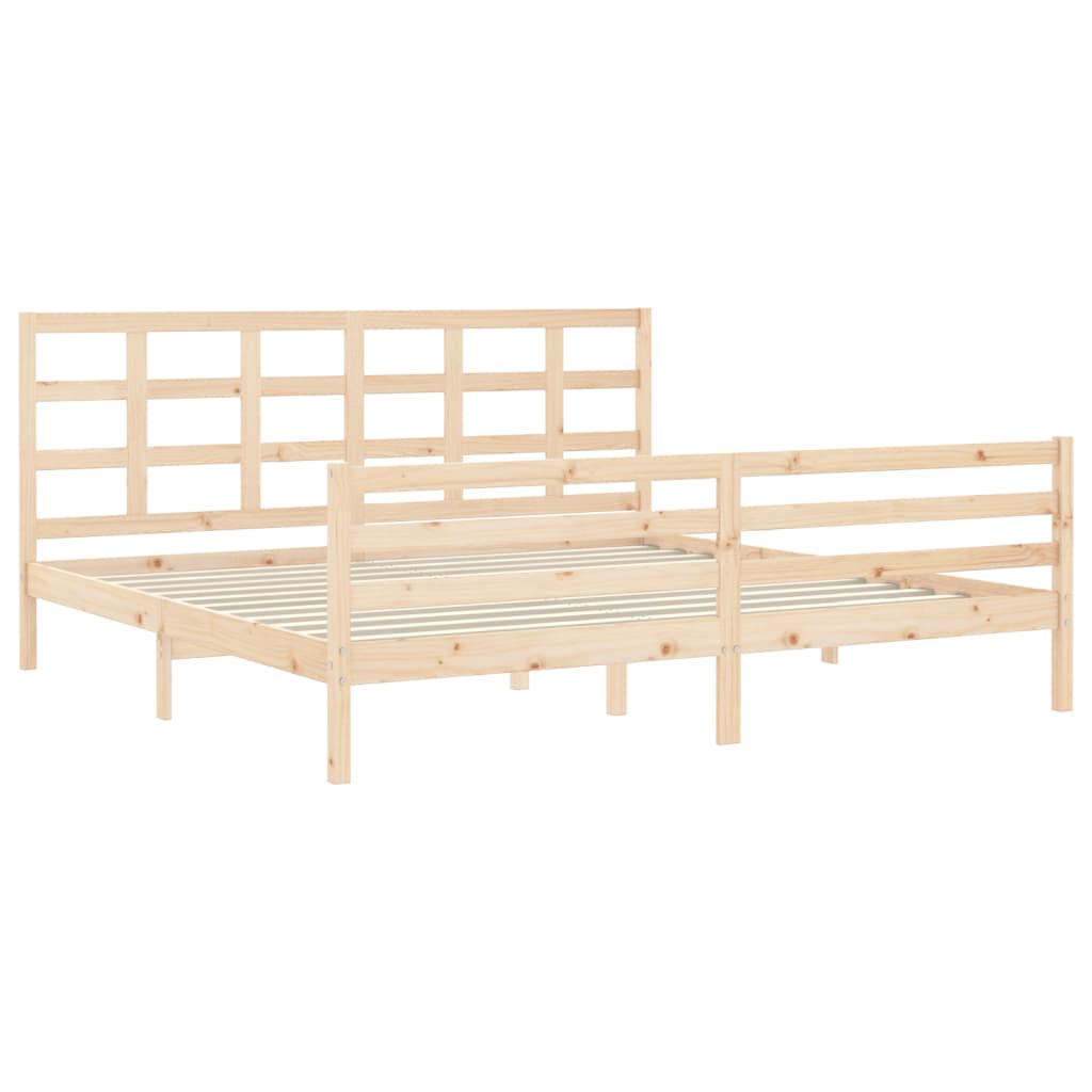 Cadru pat cu tăblie 200x200 cm, lemn masiv de pin GartenMobel Dekor
