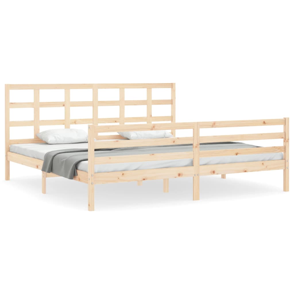 Cadru pat cu tăblie 200x200 cm, lemn masiv de pin GartenMobel Dekor