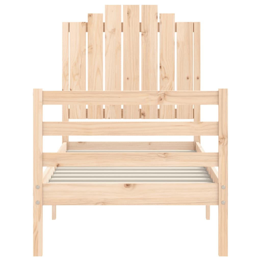 Cadru de pat cu tăblie single mic, lemn masiv  GartenMobel Dekor