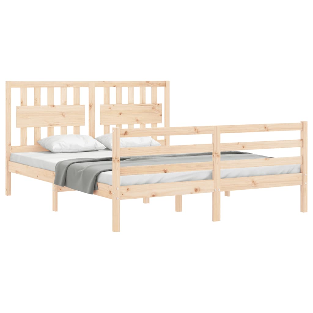 Cadru de pat cu tăblie, king size, lemn masiv GartenMobel Dekor