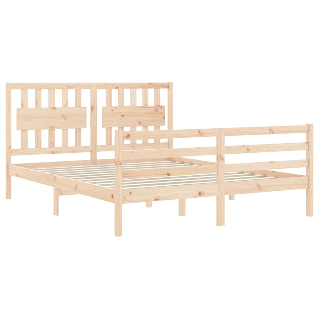 Cadru de pat cu tăblie, king size, lemn masiv GartenMobel Dekor