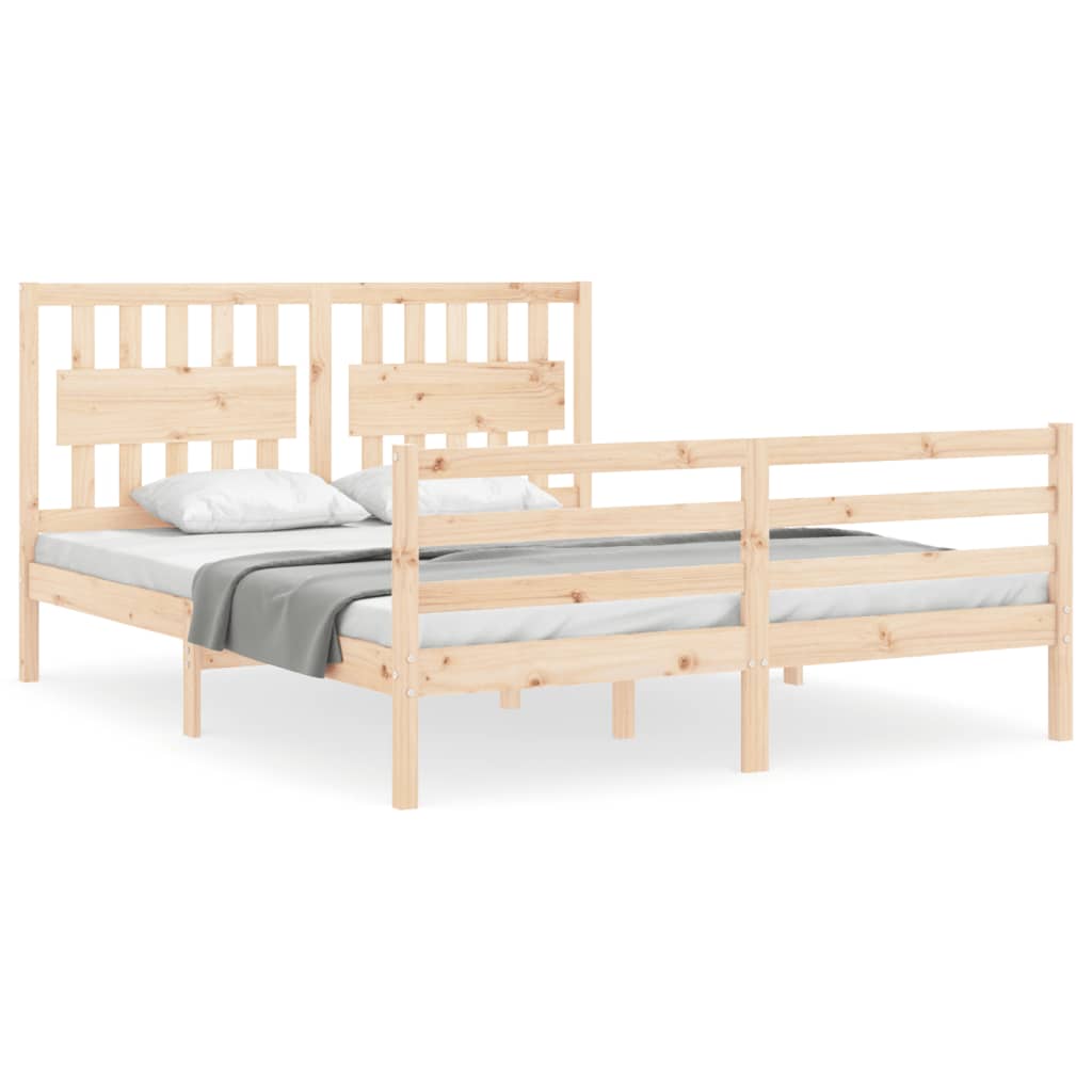 Cadru de pat cu tăblie, king size, lemn masiv GartenMobel Dekor
