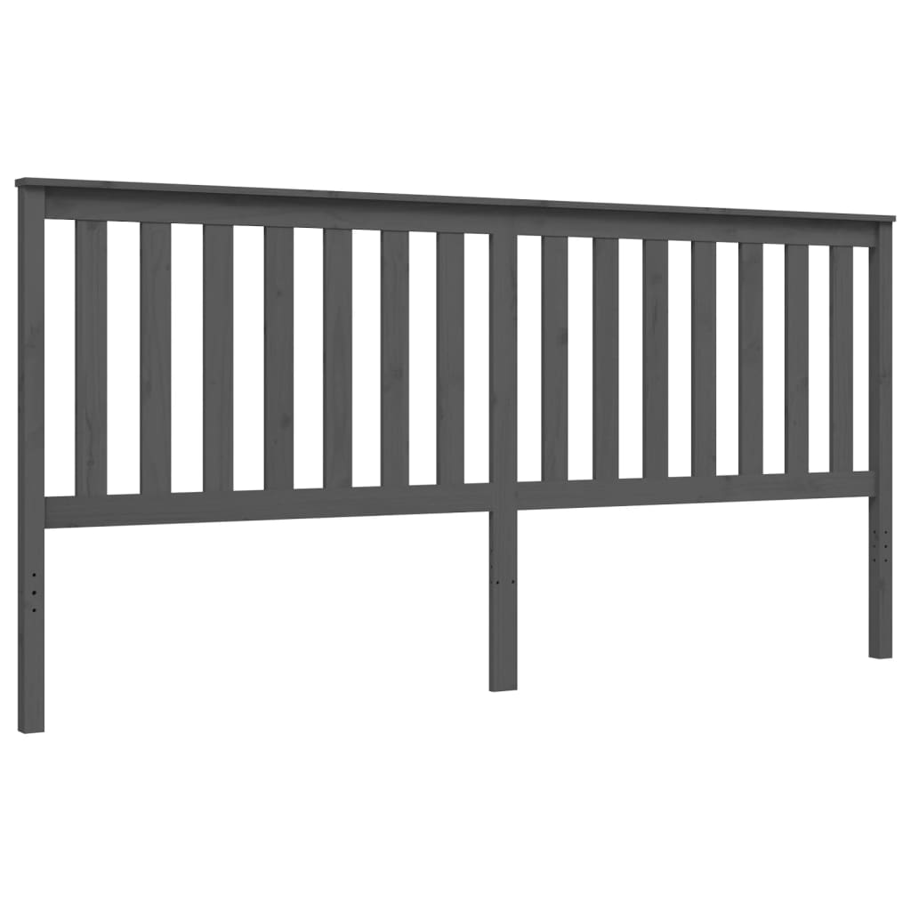 Cadru pat cu tăblie 200x200 cm, gri, lemn masiv GartenMobel Dekor