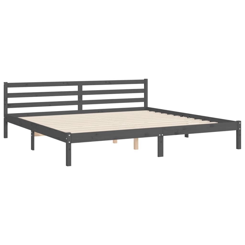 Cadru pat cu tăblie 200x200 cm, gri, lemn masiv GartenMobel Dekor