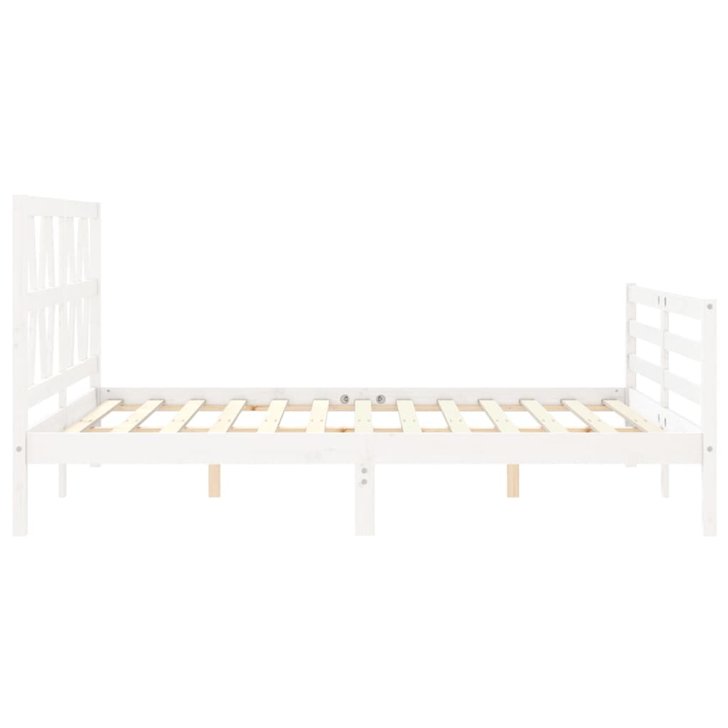 Cadru de pat cu tăblie, alb, king size, lemn masiv GartenMobel Dekor