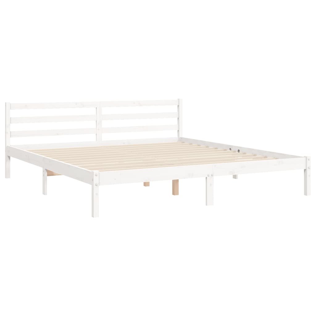 Cadru de pat cu tăblie Super King Size, alb, lemn masiv GartenMobel Dekor