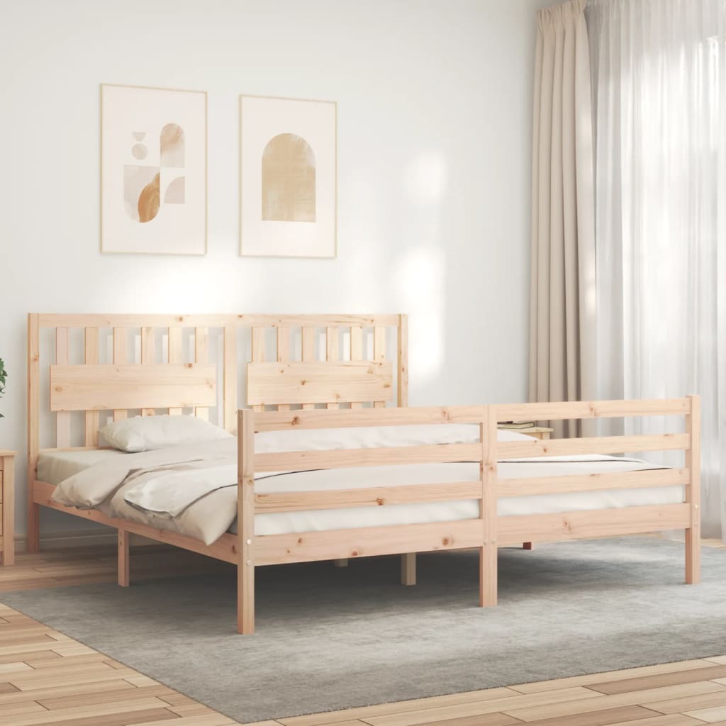 Cadru de pat cu tăblie Super King Size, lemn masiv GartenMobel Dekor