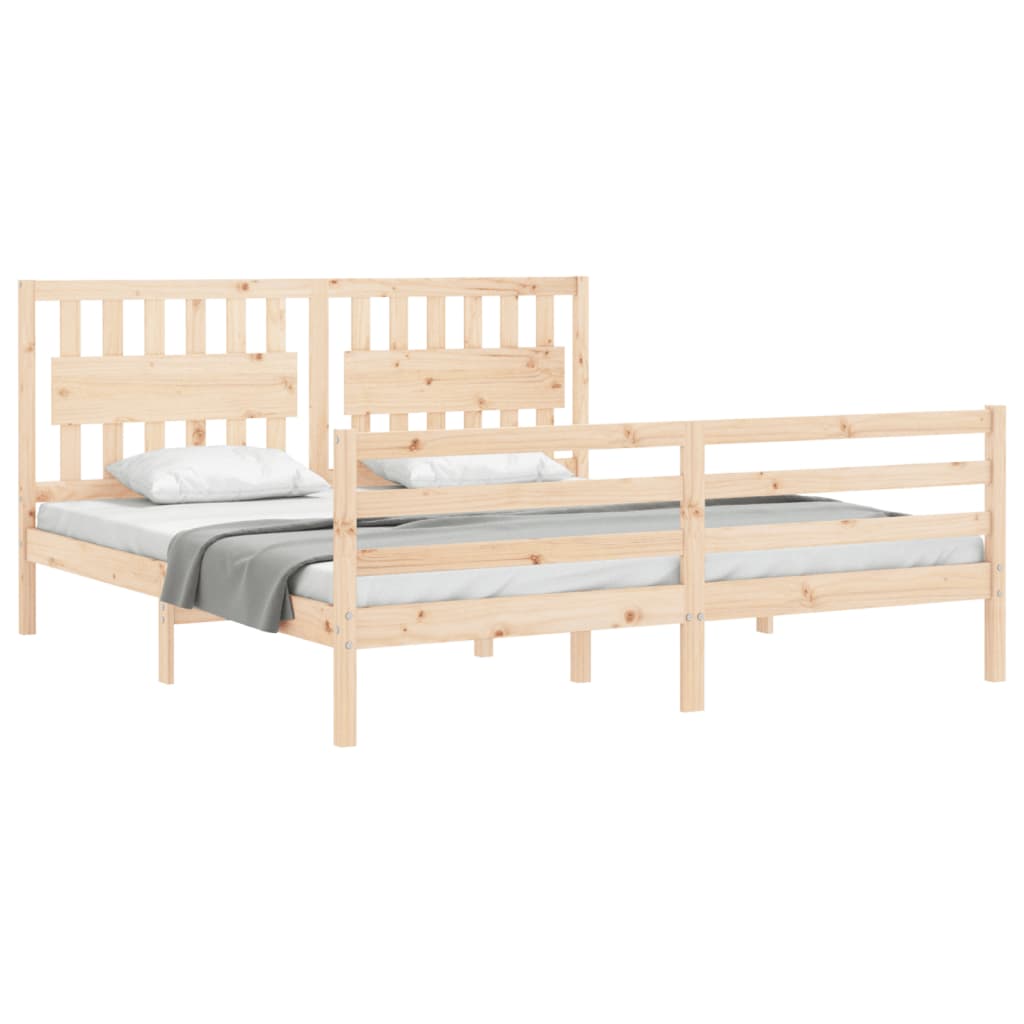 Cadru de pat cu tăblie Super King Size, lemn masiv GartenMobel Dekor