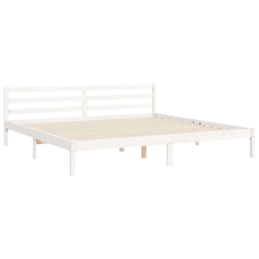 Cadru pat cu tăblie 200x200 cm, alb, lemn masiv GartenMobel Dekor