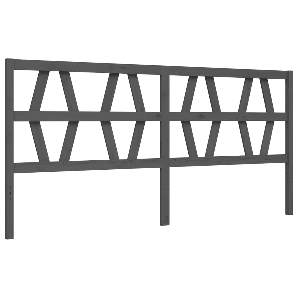 Cadru pat cu tăblie 200x200 cm, gri, lemn masiv GartenMobel Dekor