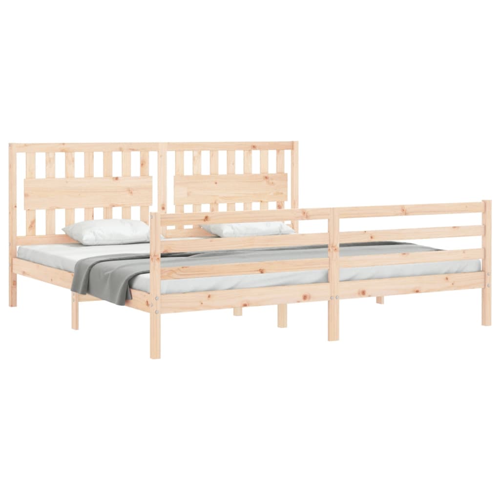 Cadru pat cu tăblie 200x200 cm, lemn masiv de pin GartenMobel Dekor