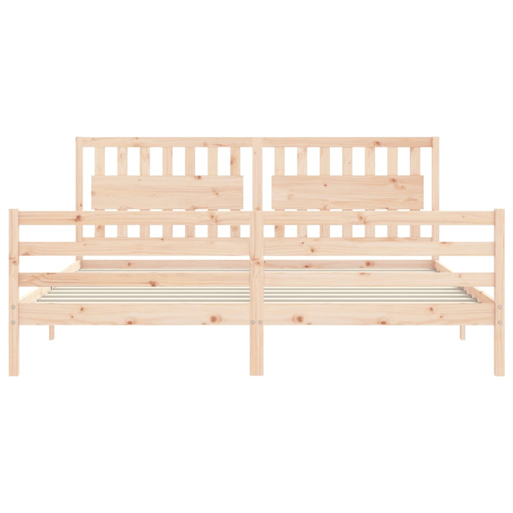 Cadru pat cu tăblie 200x200 cm, lemn masiv de pin GartenMobel Dekor