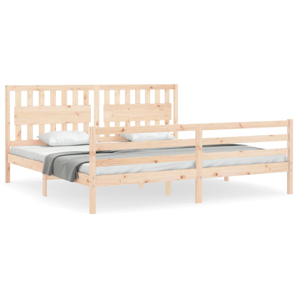 Cadru pat cu tăblie 200x200 cm, lemn masiv de pin GartenMobel Dekor