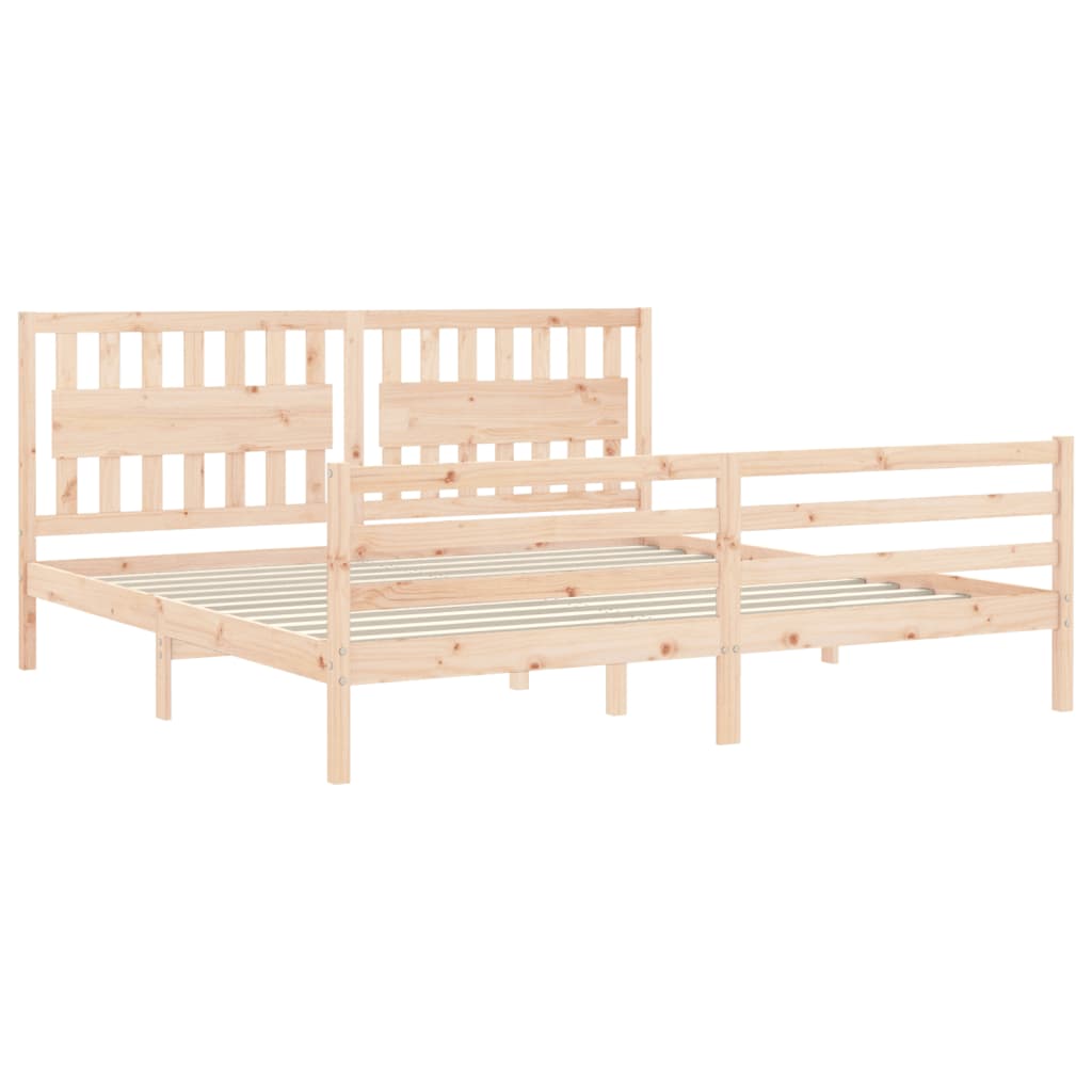 Cadru pat cu tăblie 200x200 cm, lemn masiv de pin GartenMobel Dekor