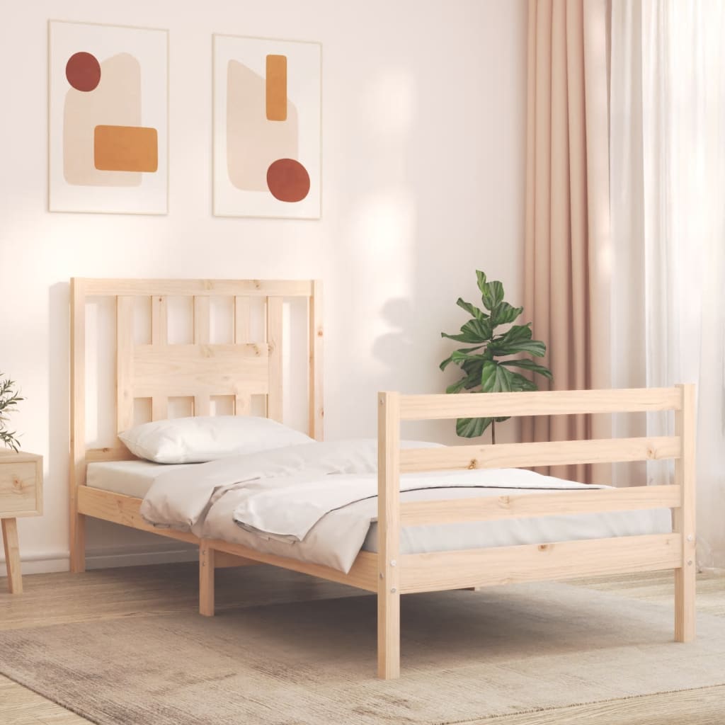 Cadru de pat cu tăblie single, lemn masiv GartenMobel Dekor