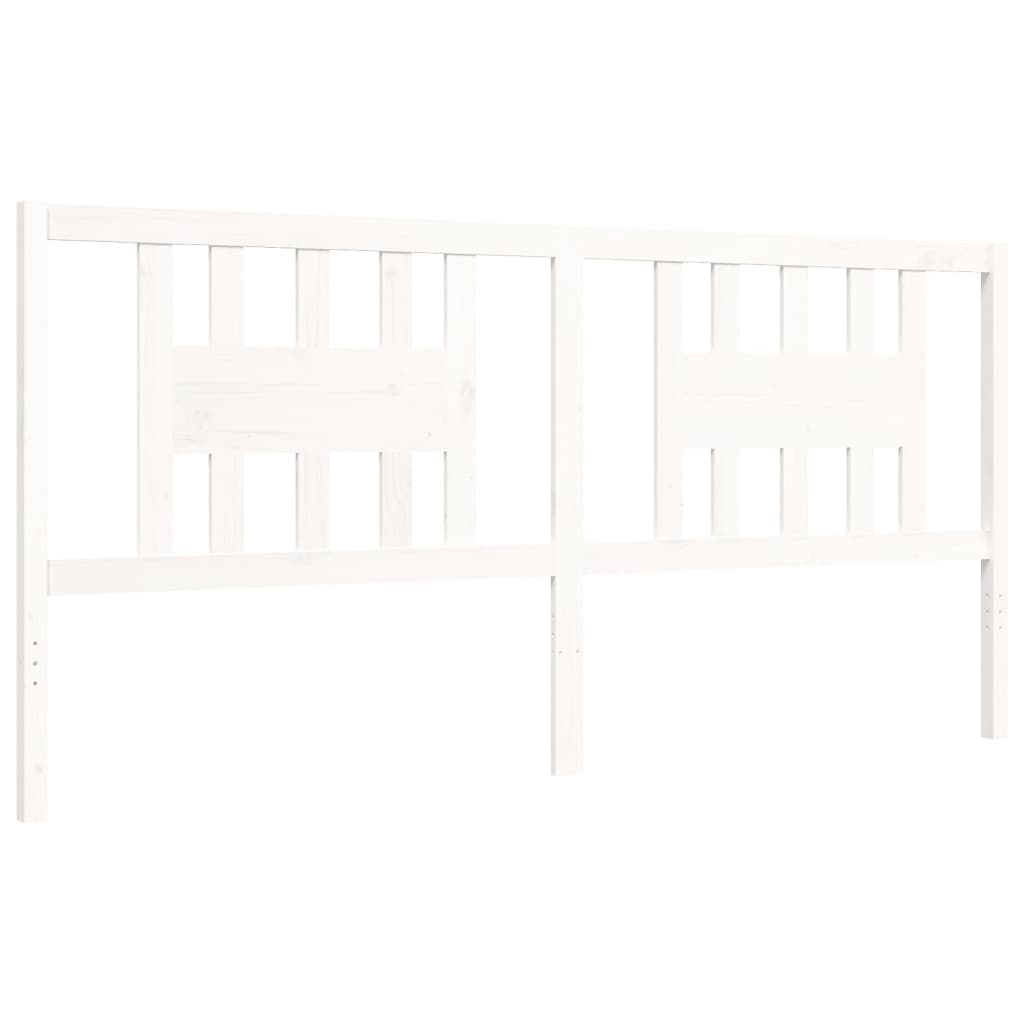 Cadru pat cu tăblie 200x200 cm, alb, lemn masiv GartenMobel Dekor