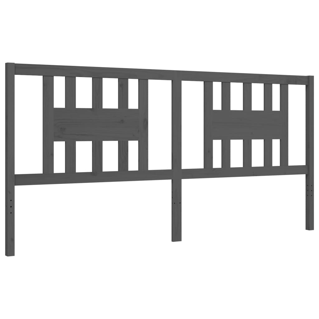 Cadru pat cu tăblie 200x200 cm, gri, lemn masiv GartenMobel Dekor