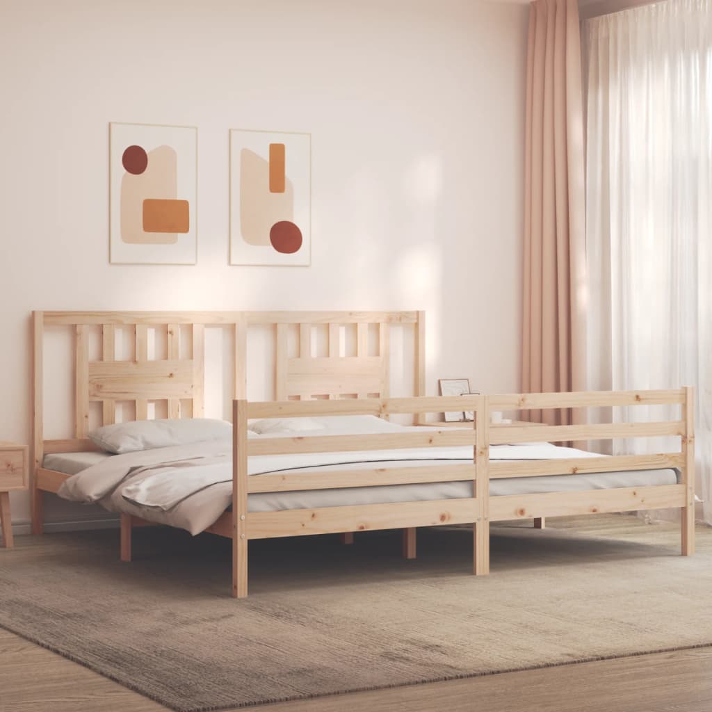 Cadru pat cu tăblie 200x200 cm, lemn masiv de pin GartenMobel Dekor