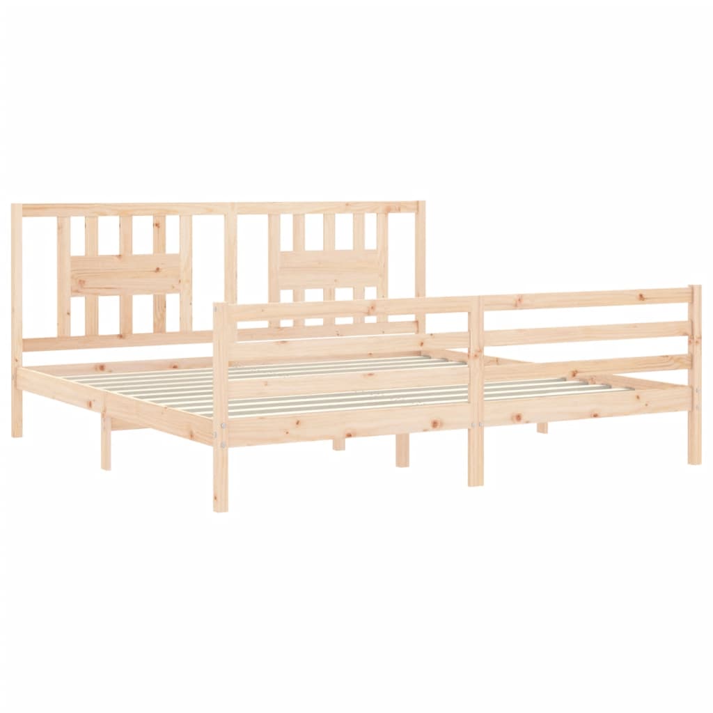 Cadru pat cu tăblie 200x200 cm, lemn masiv de pin GartenMobel Dekor