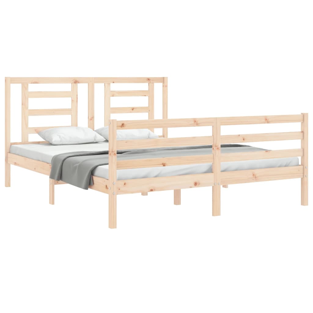 Cadru de pat cu tăblie, king size, lemn masiv GartenMobel Dekor
