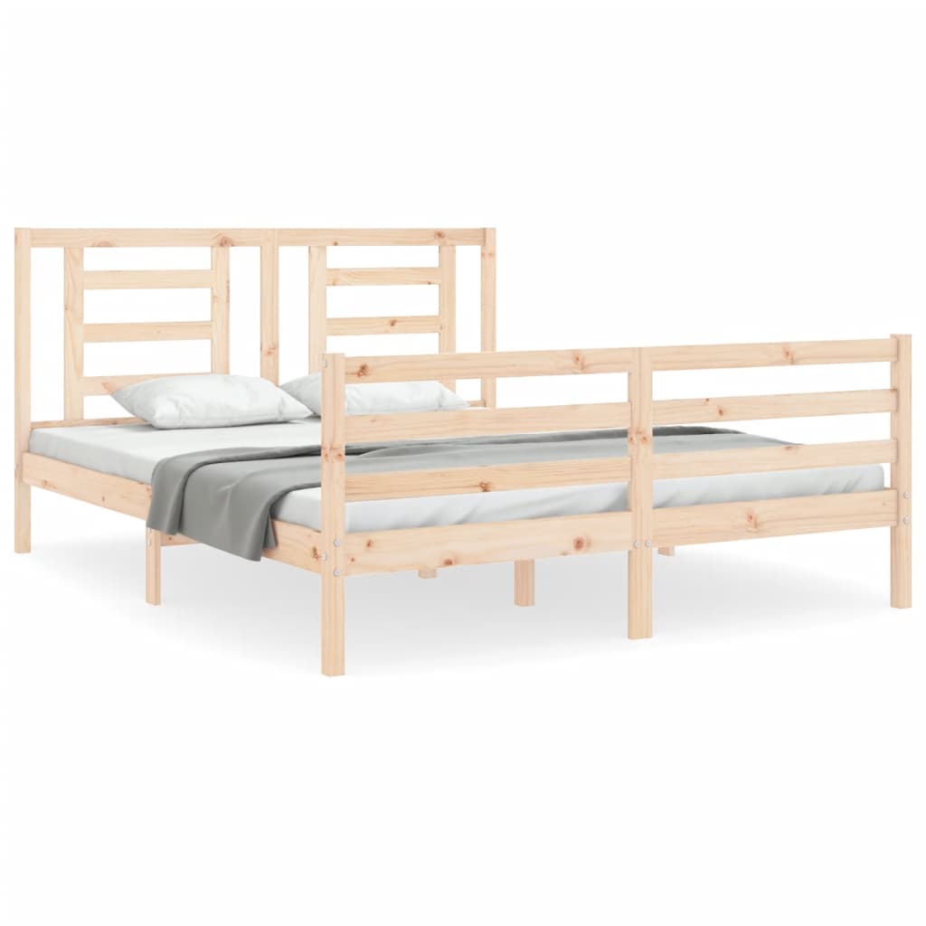 Cadru de pat cu tăblie, king size, lemn masiv GartenMobel Dekor