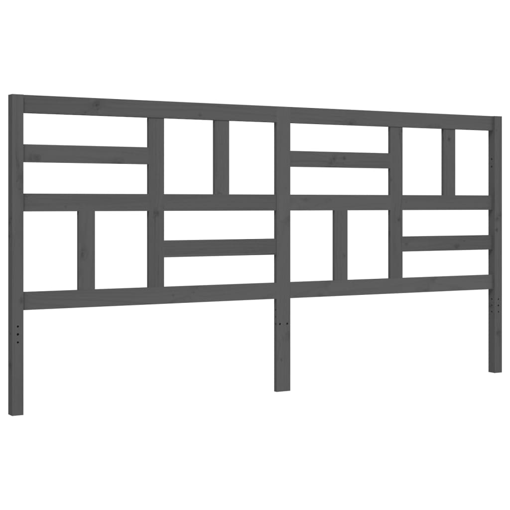 Cadru pat cu tăblie 200x200 cm, gri, lemn masiv GartenMobel Dekor