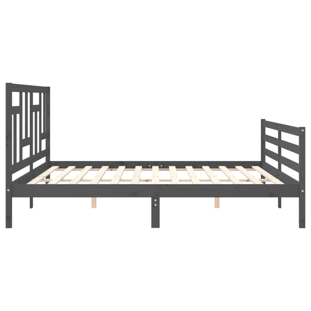 Cadru pat cu tăblie 200x200 cm, gri, lemn masiv GartenMobel Dekor