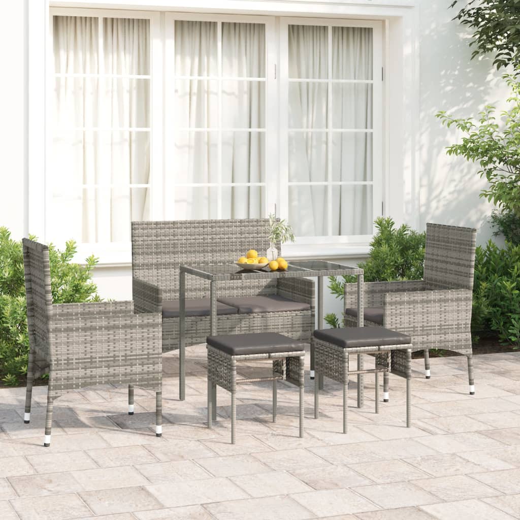 Set mobilier de grădină cu perne, 6 piese, gri, poliratan GartenMobel Dekor