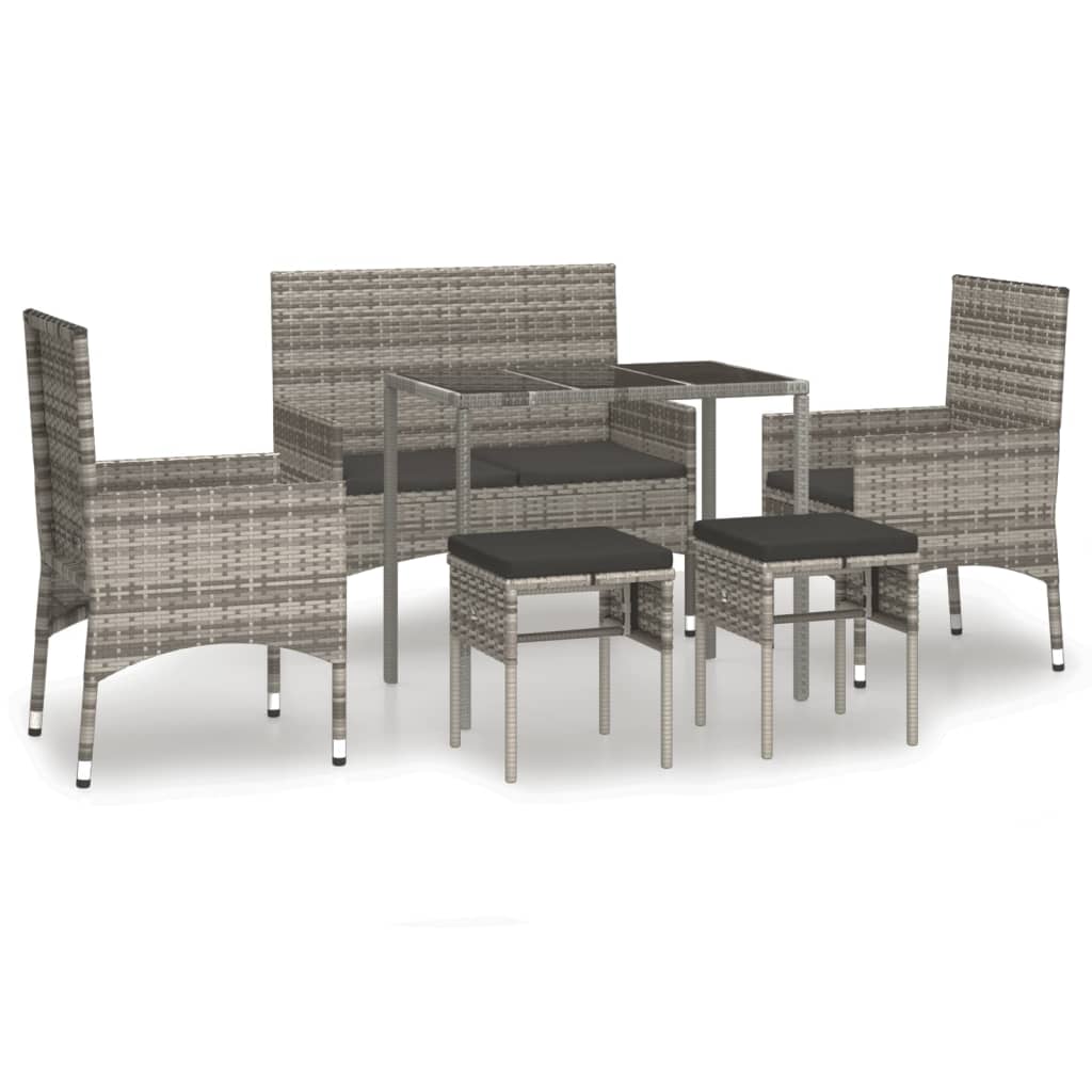 Set mobilier de grădină cu perne, 6 piese, gri, poliratan GartenMobel Dekor