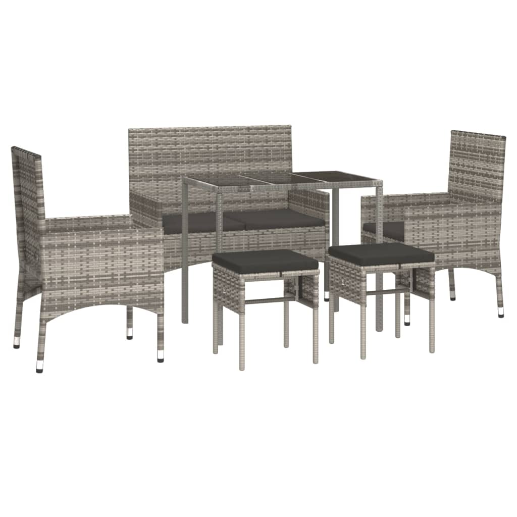 Set mobilier de grădină cu perne, 6 piese, gri, poliratan GartenMobel Dekor