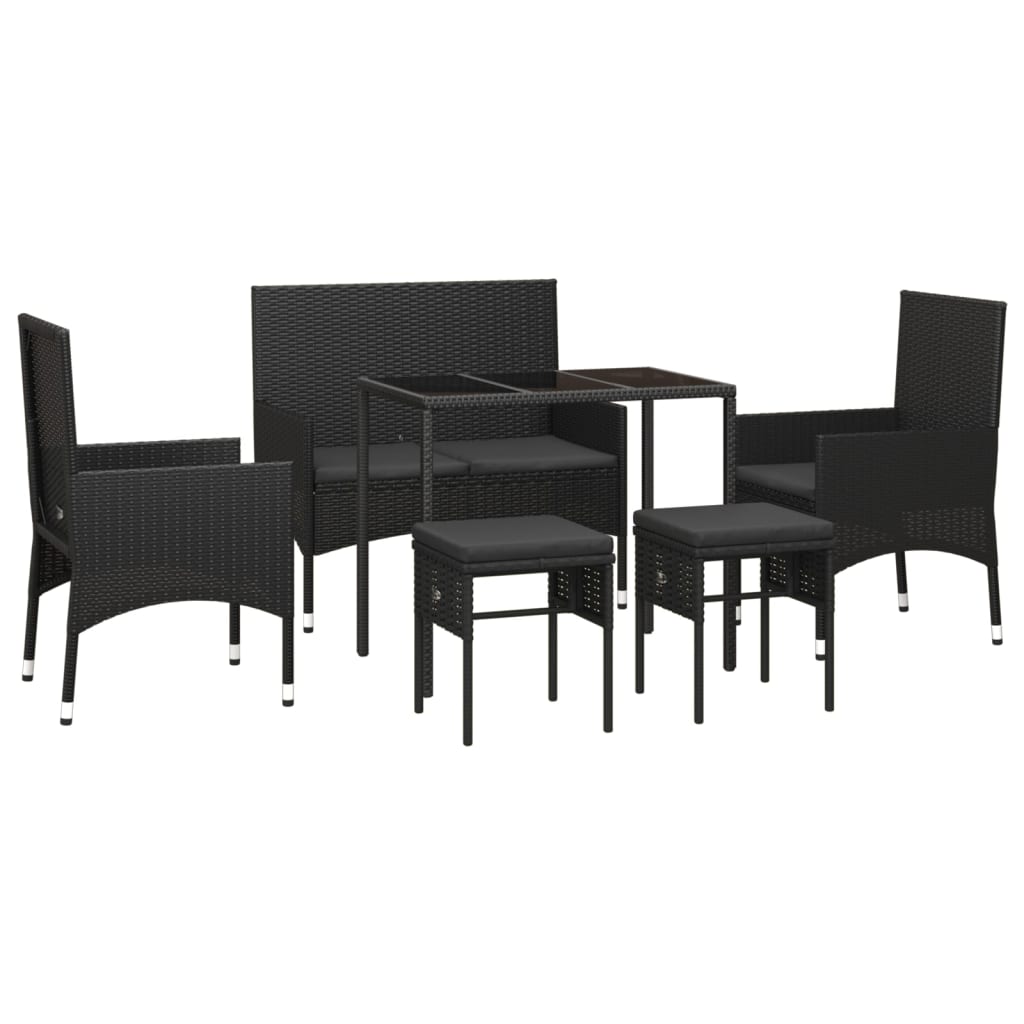 Set mobilier de grădină cu perne, 6 piese, negru, poliratan GartenMobel Dekor