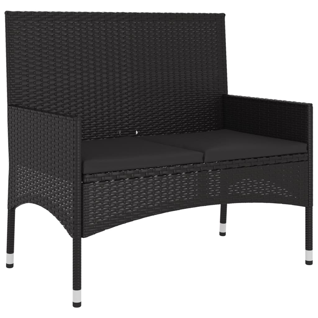 Set mobilier de grădină cu perne, 6 piese, negru, poliratan GartenMobel Dekor