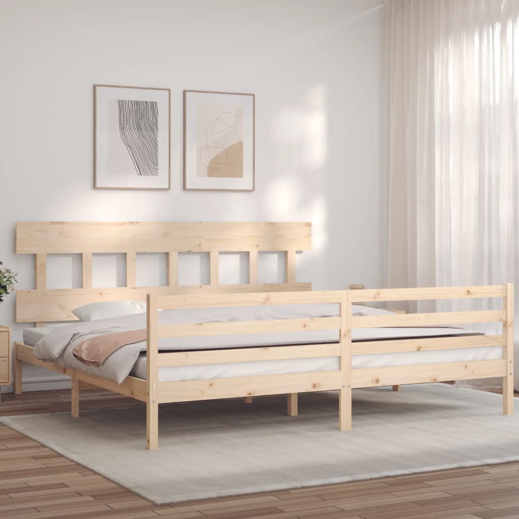 Cadru de pat cu tăblie Super King Size, lemn masiv GartenMobel Dekor