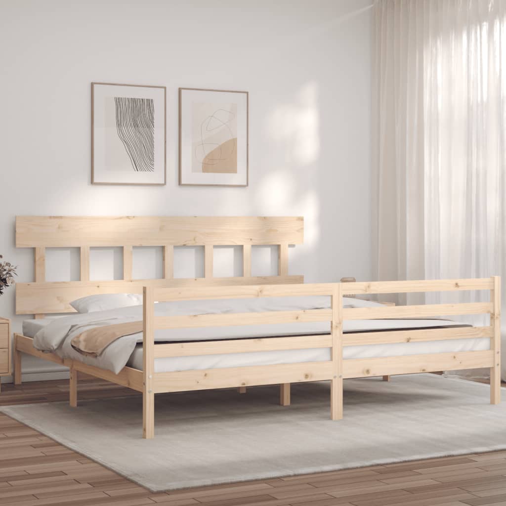 Cadru pat cu tăblie 200x200 cm, lemn masiv de pin GartenMobel Dekor