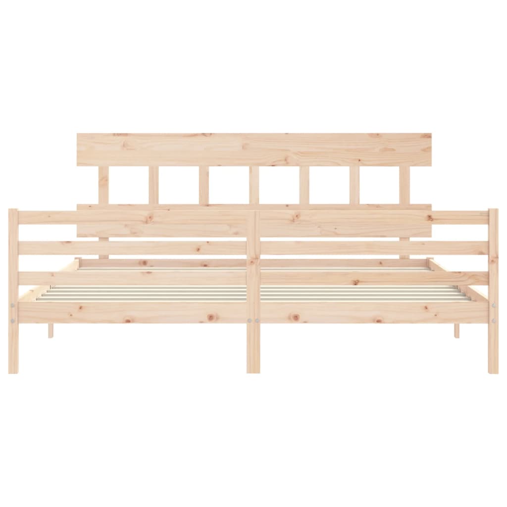 Cadru pat cu tăblie 200x200 cm, lemn masiv de pin GartenMobel Dekor