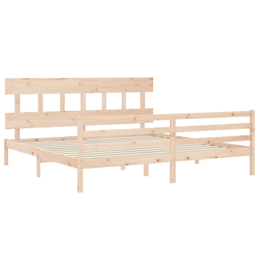 Cadru pat cu tăblie 200x200 cm, lemn masiv de pin GartenMobel Dekor