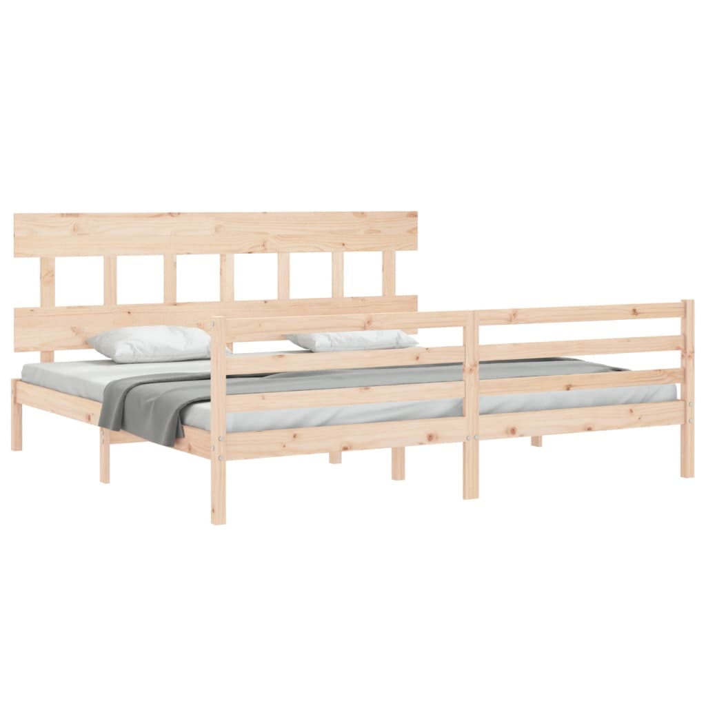Cadru pat cu tăblie 200x200 cm, lemn masiv de pin GartenMobel Dekor