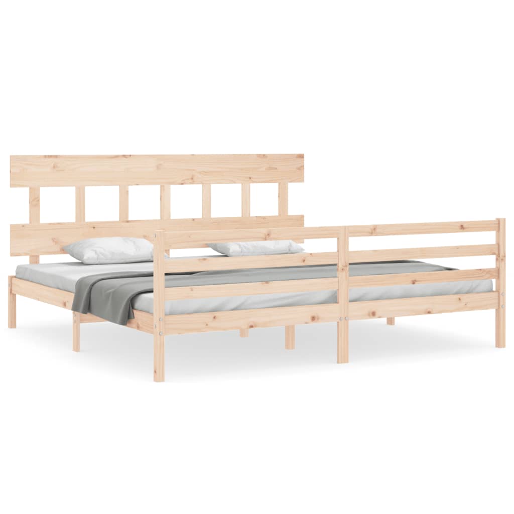 Cadru pat cu tăblie 200x200 cm, lemn masiv de pin GartenMobel Dekor