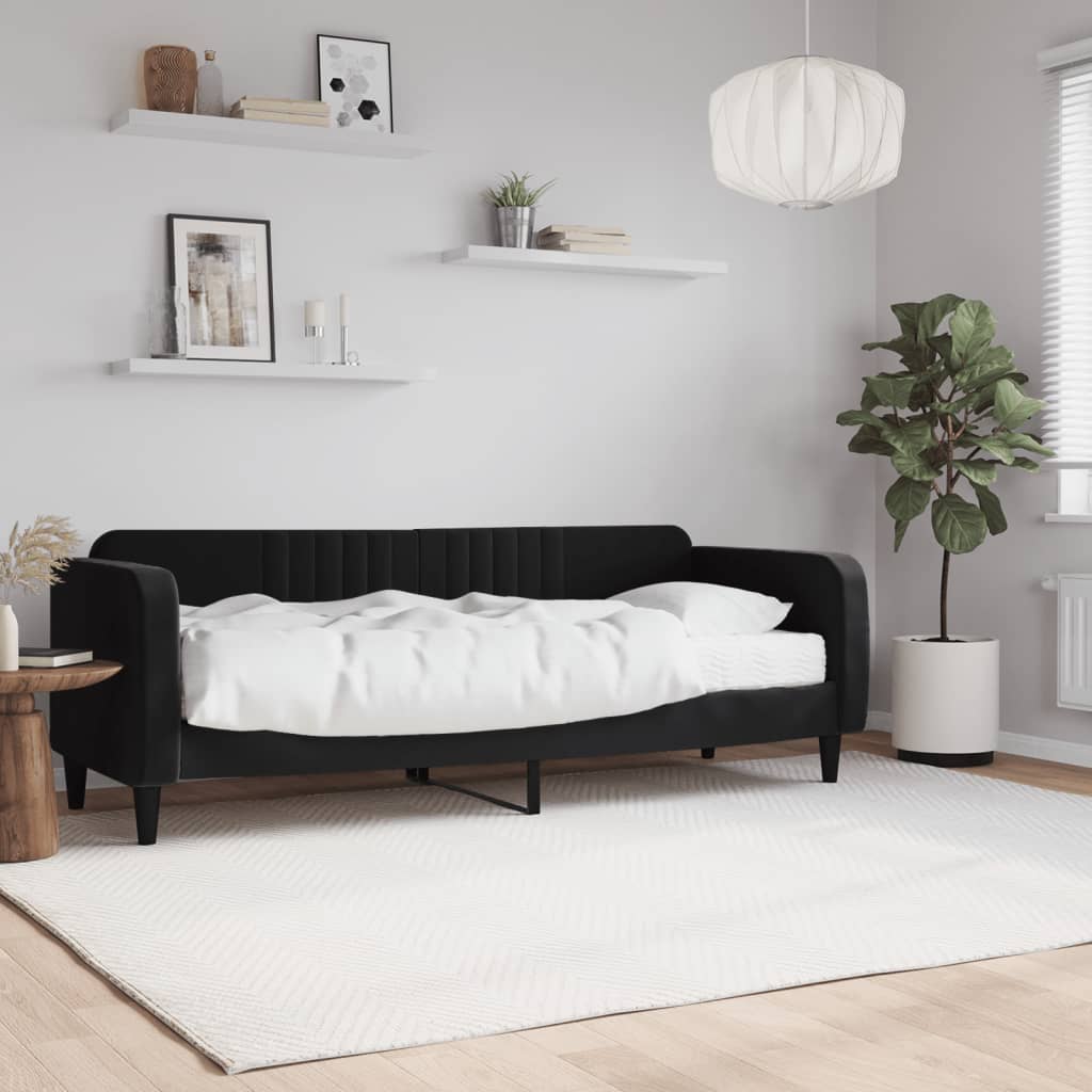 Pat de zi cu saltea, negru, 80x200 cm, catifea GartenMobel Dekor