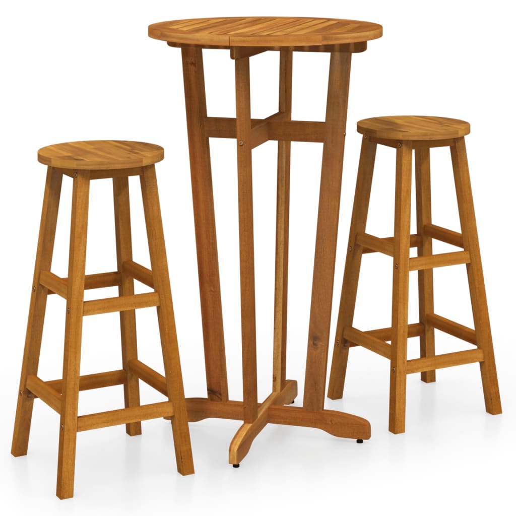 Set mobilier de bar, 3 piese, lemn masiv de acacia  GartenMobel Dekor