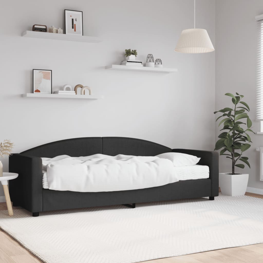 Pat de zi cu saltea, negru, 80x200 cm, textil GartenMobel Dekor