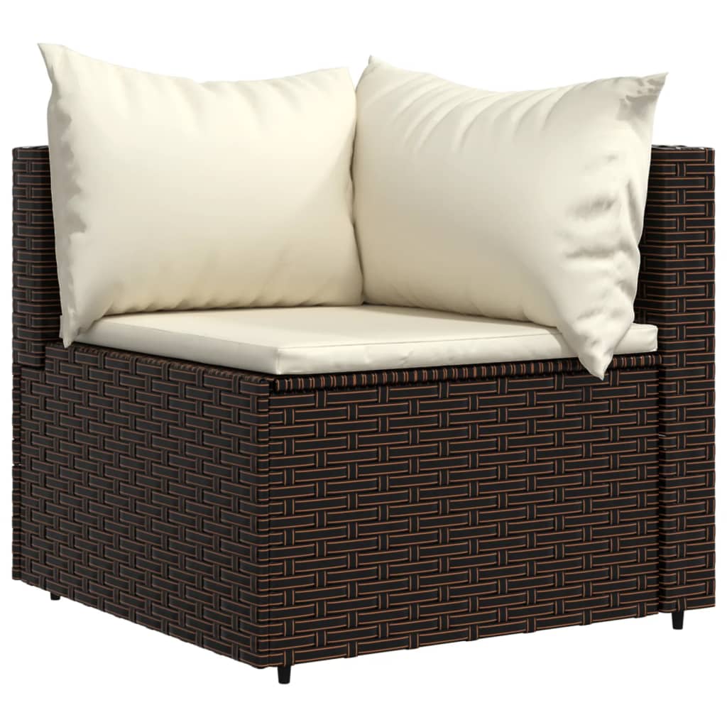 Set mobilier de grădină cu perne, 3 piese, maro, poliratan GartenMobel Dekor