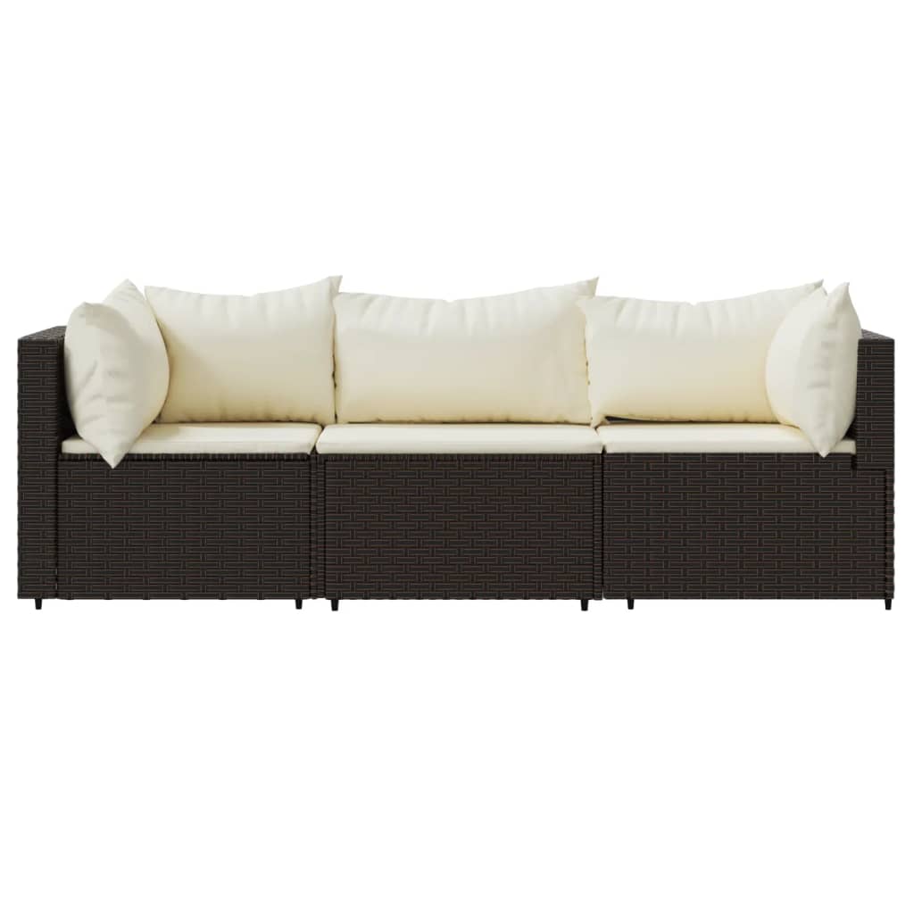 Set mobilier de grădină cu perne, 3 piese, maro, poliratan GartenMobel Dekor