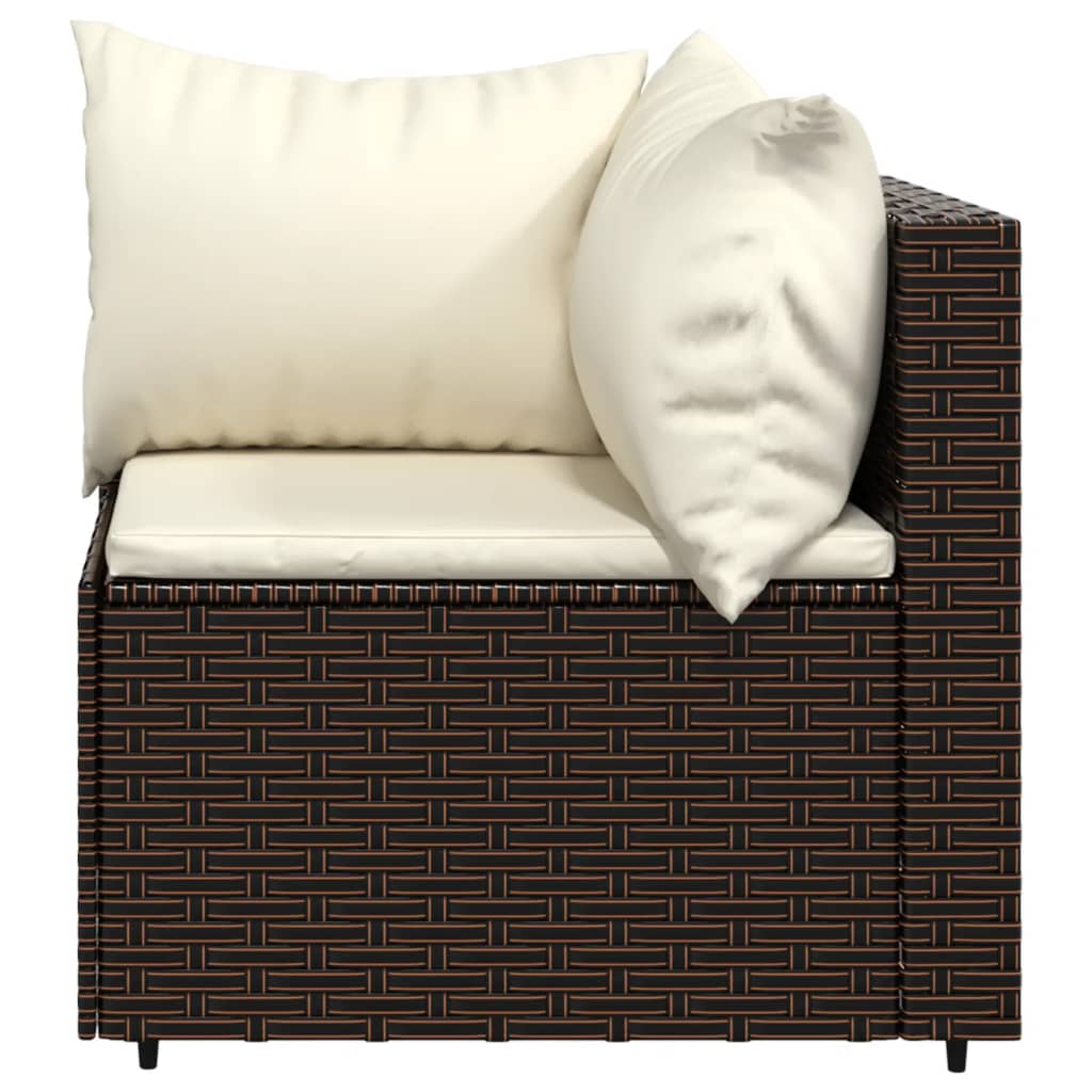 Set mobilier de grădină cu perne, 3 piese, maro, poliratan GartenMobel Dekor