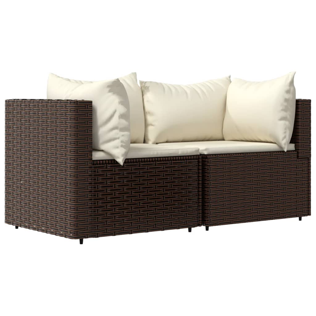 Set mobilier de grădină cu perne, 3 piese, maro, poliratan GartenMobel Dekor