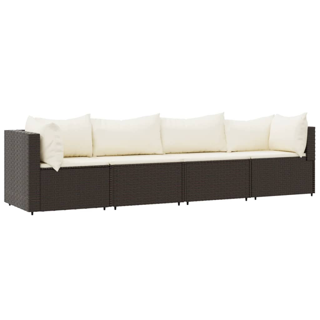 Set mobilier de grădină cu perne, 4 piese, maro, poliratan GartenMobel Dekor