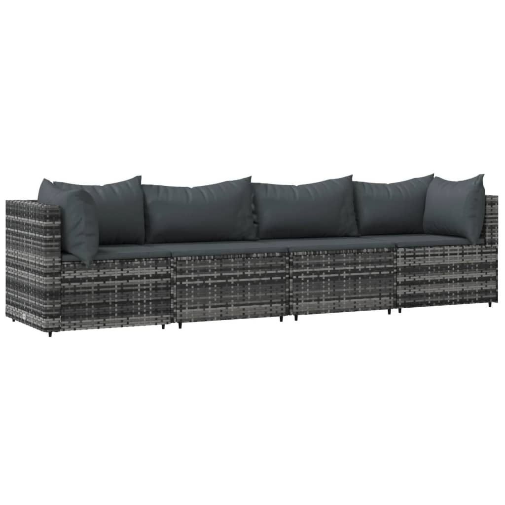 Set mobilier de grădină cu perne, 4 piese, gri, poliratan GartenMobel Dekor