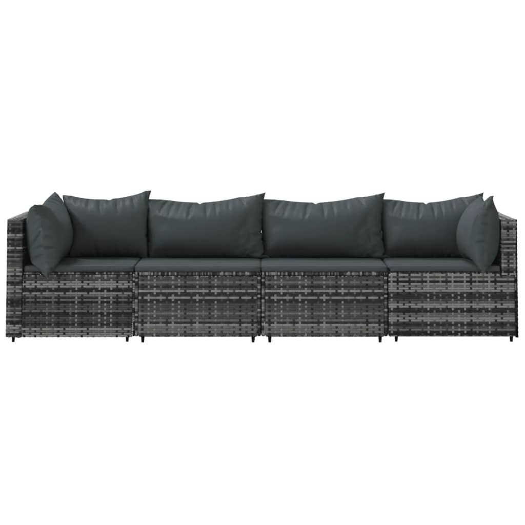 Set mobilier de grădină cu perne, 4 piese, gri, poliratan GartenMobel Dekor