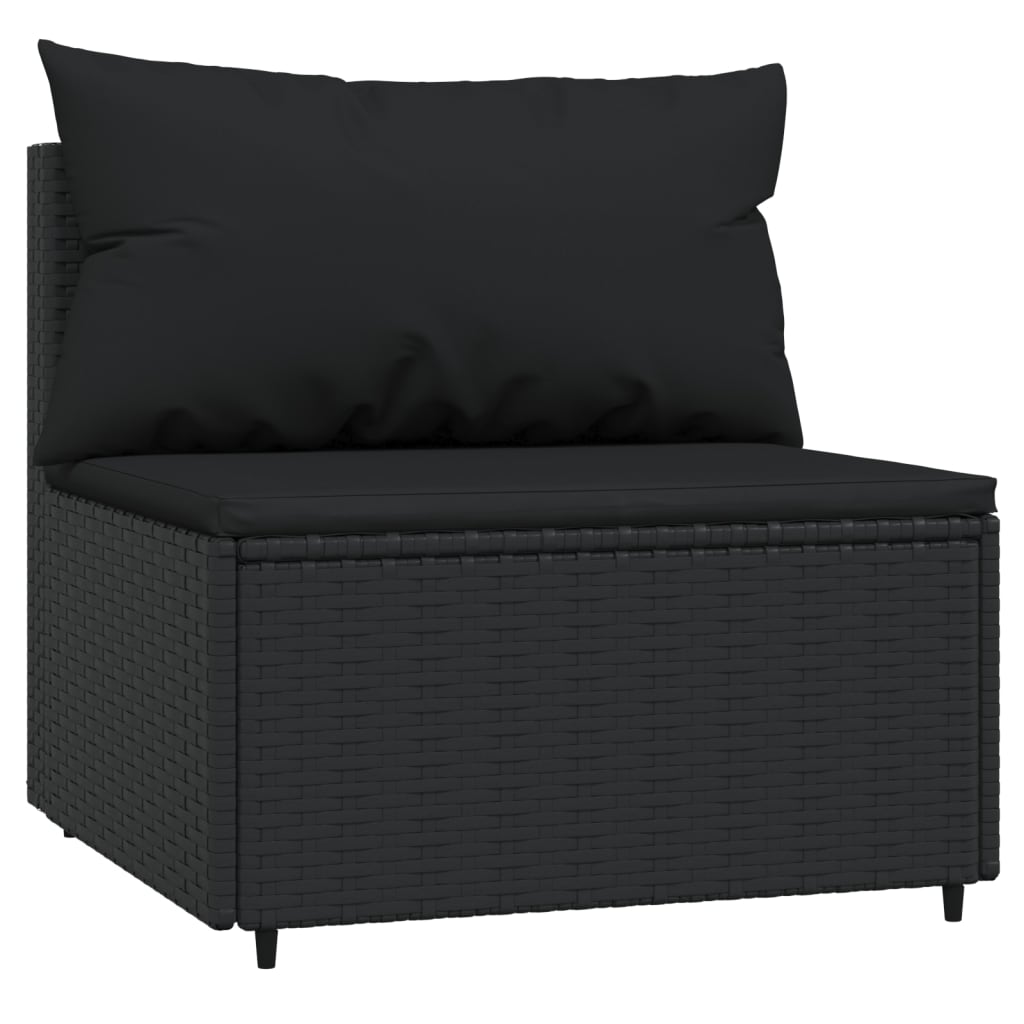 Set mobilier de grădină cu perne, 3 piese, negru, poliratan GartenMobel Dekor