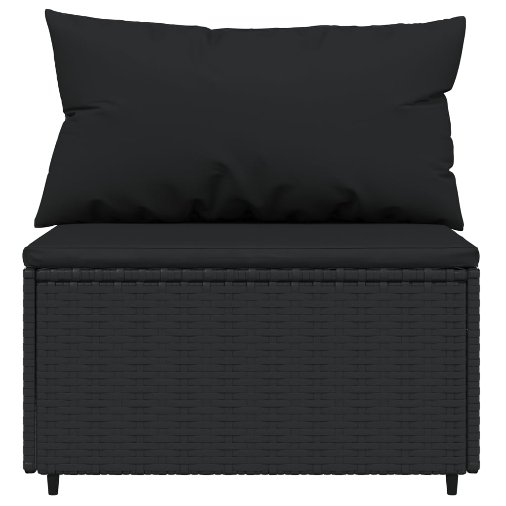 Set mobilier de grădină cu perne, 3 piese, negru, poliratan GartenMobel Dekor